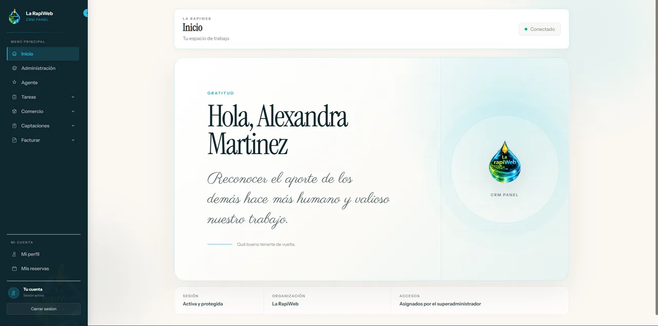 Panel de La RapiWeb, un tenant sobre el core de Bochikua