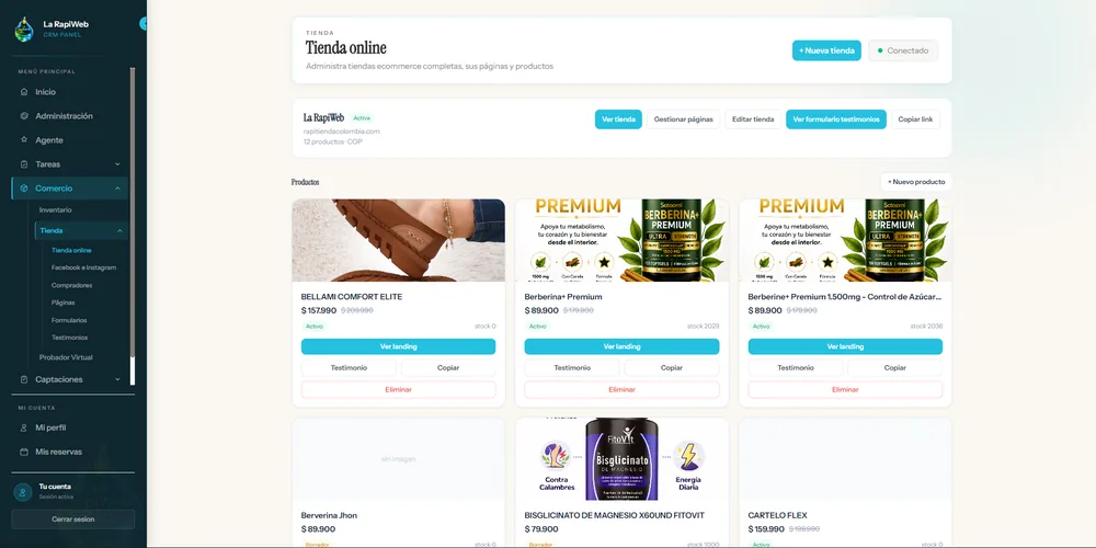 Módulo de tienda de La RapiWeb sobre el core