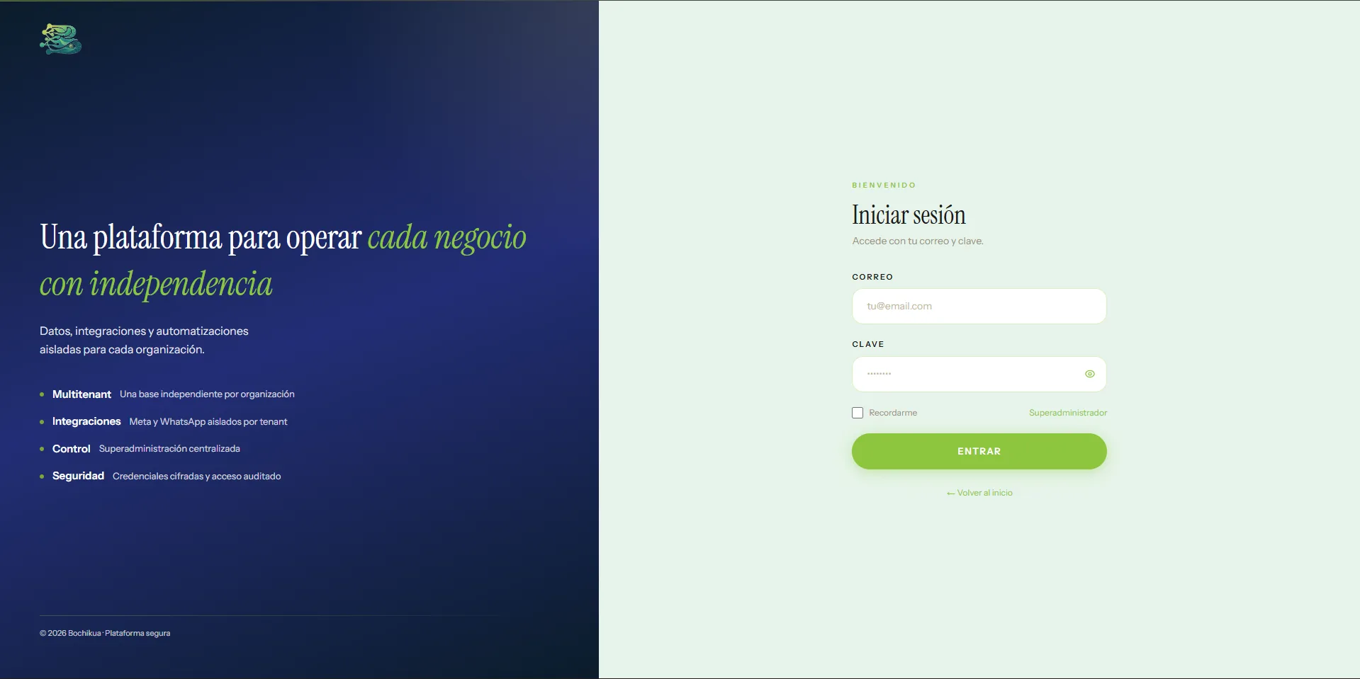 Login de Bochikua CRM