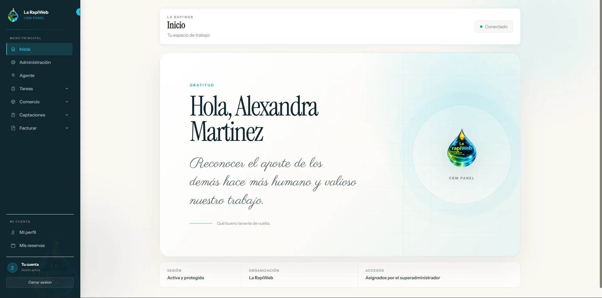 Panel del tenant La RapiWeb